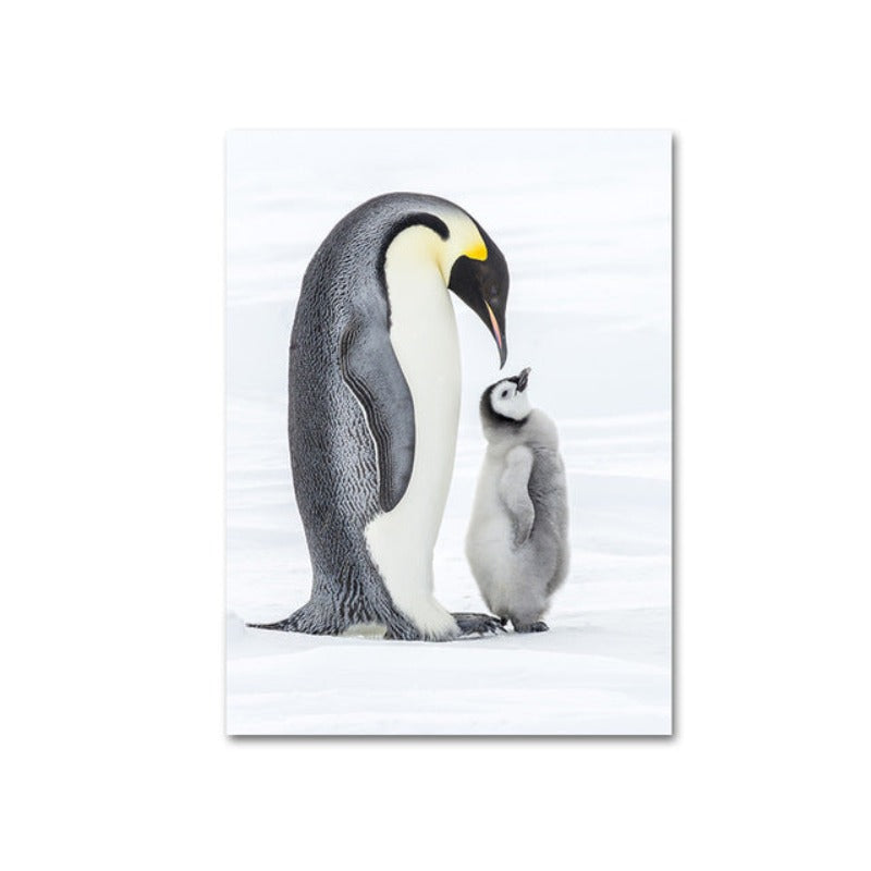 Warm Penguin Family - Canvas Wall Art Painting | Bowlift