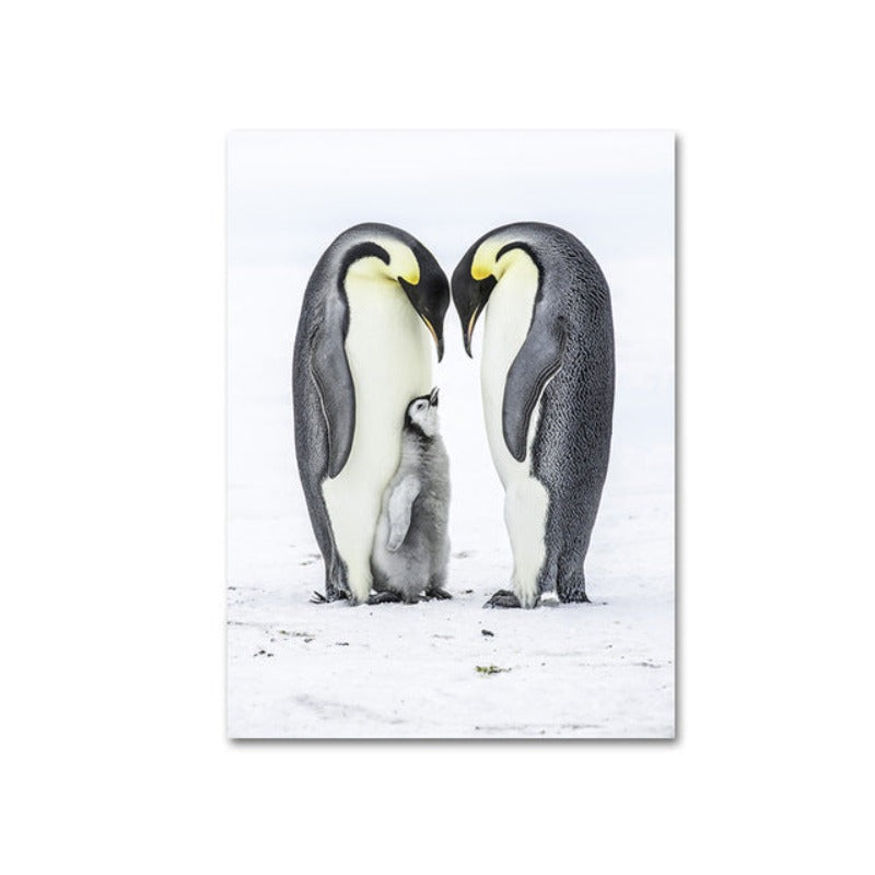 Warm Penguin Family - Canvas Wall Art Painting | Bowlift