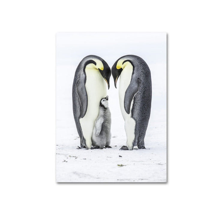 Warm Penguin Family - Canvas Wall Art Painting | Bowlift