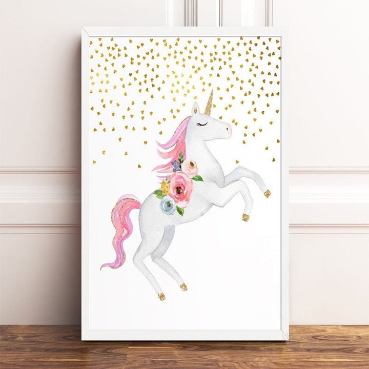 Cartoon Unicorn Canvas Paintings - Canvas Wall Art Painting | Bowlift