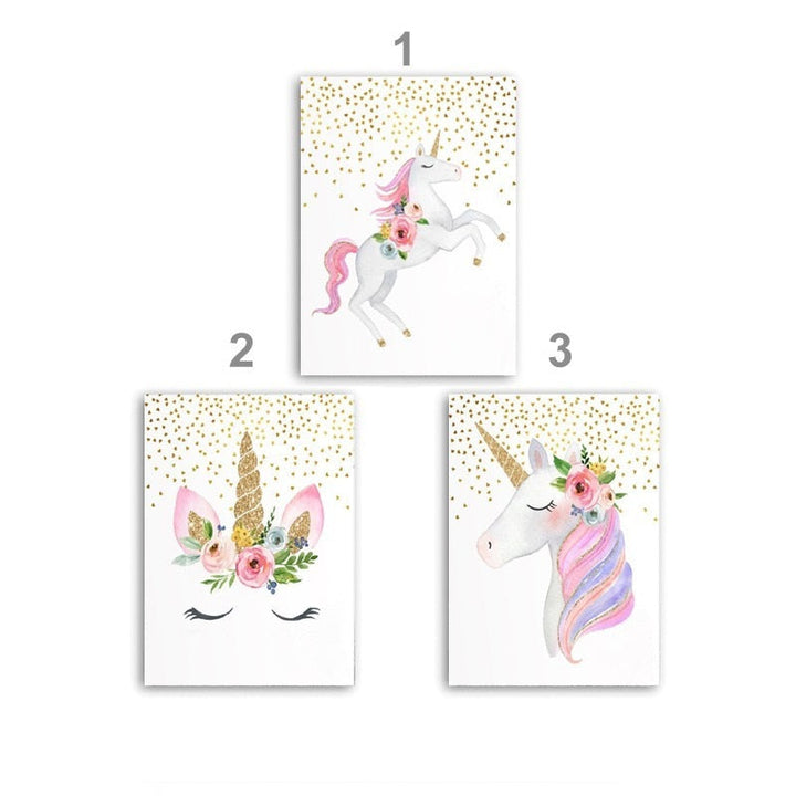 Cartoon Unicorn Canvas Paintings - Canvas Wall Art Painting | Bowlift