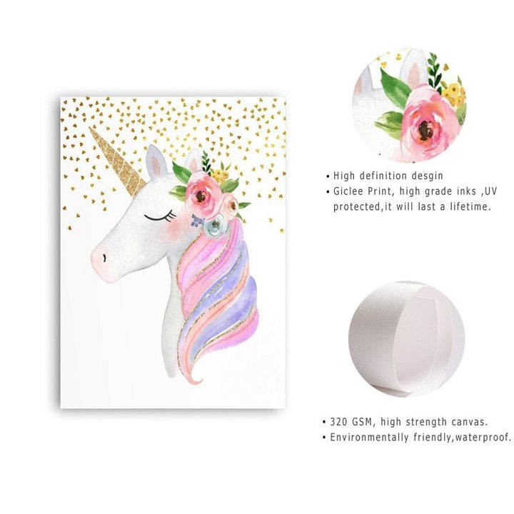Cartoon Unicorn Canvas Paintings - Canvas Wall Art Painting | Bowlift