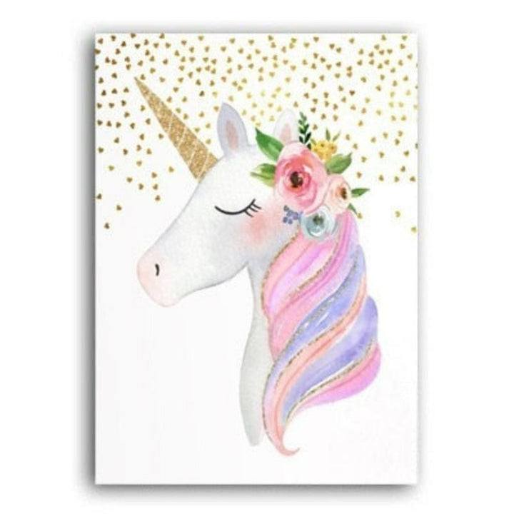 Cartoon Unicorn Canvas Paintings - Canvas Wall Art Painting | Bowlift