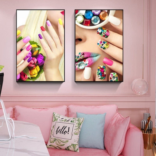Fashion Beauty Make Up Nail Girl - Canvas Wall Art Painting | Bowlift