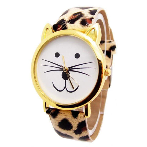 BowLift | Fashion Women And Mens Lovely Cats Face Faux Leather Quartz Watch