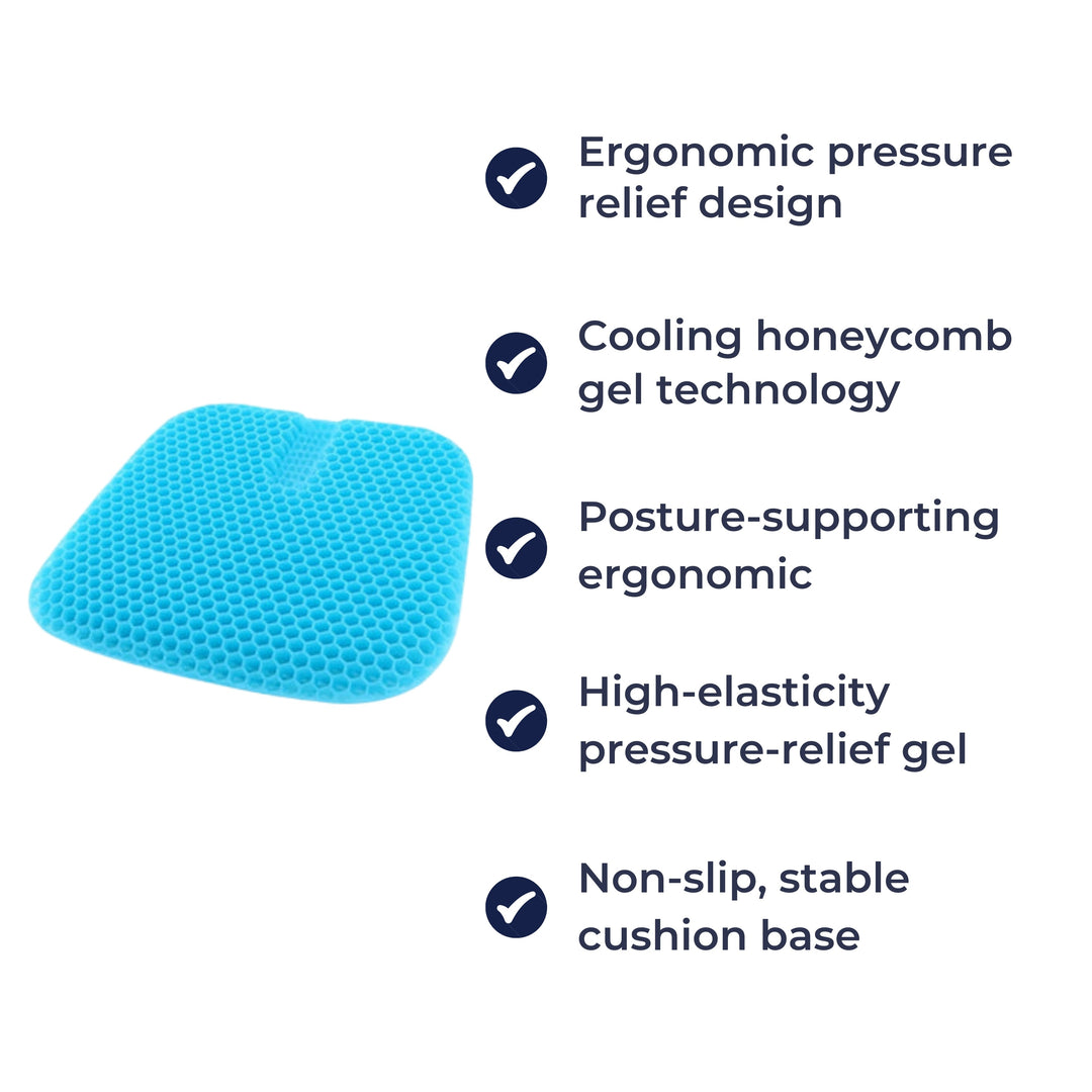 Pressure Relief & Cooling Honeycomb Gel – Posture Support – Office Car Chair Comfort for Long Sitting Bowlift