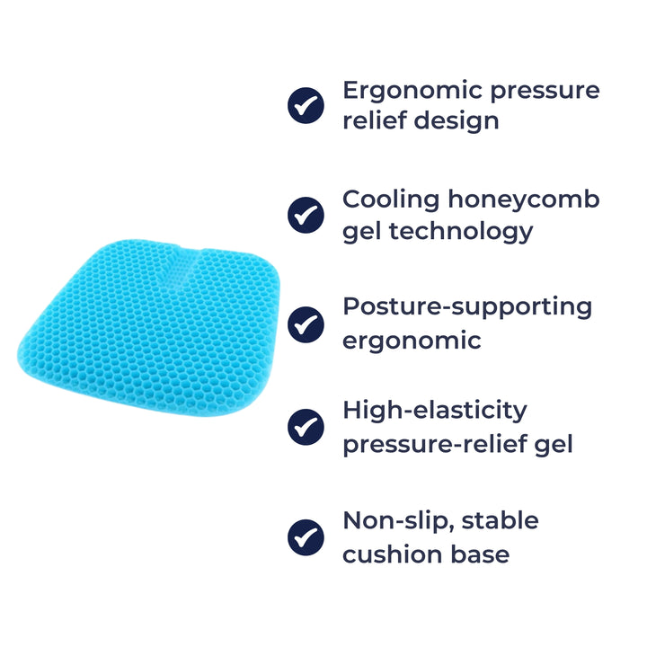 Pressure Relief & Cooling Honeycomb Gel – Posture Support – Office Car Chair Comfort for Long Sitting Bowlift