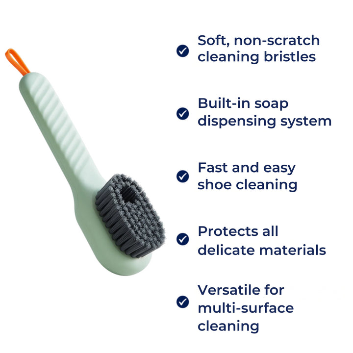 Built-in Soap Dispenser – Soft Non-Scratch Bristles – Quick Shoe Cleaning – Protects Delicate Materials Bowlift