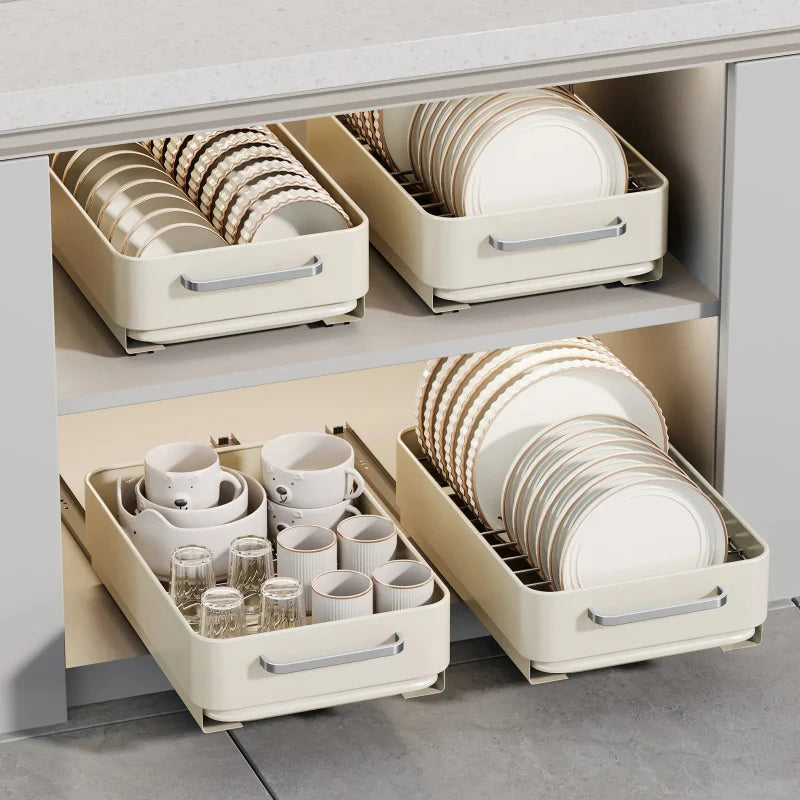 Pull-Out Dish Rack Sliding Drawer Drying Rack and Cabinet Organizer | Bowlift