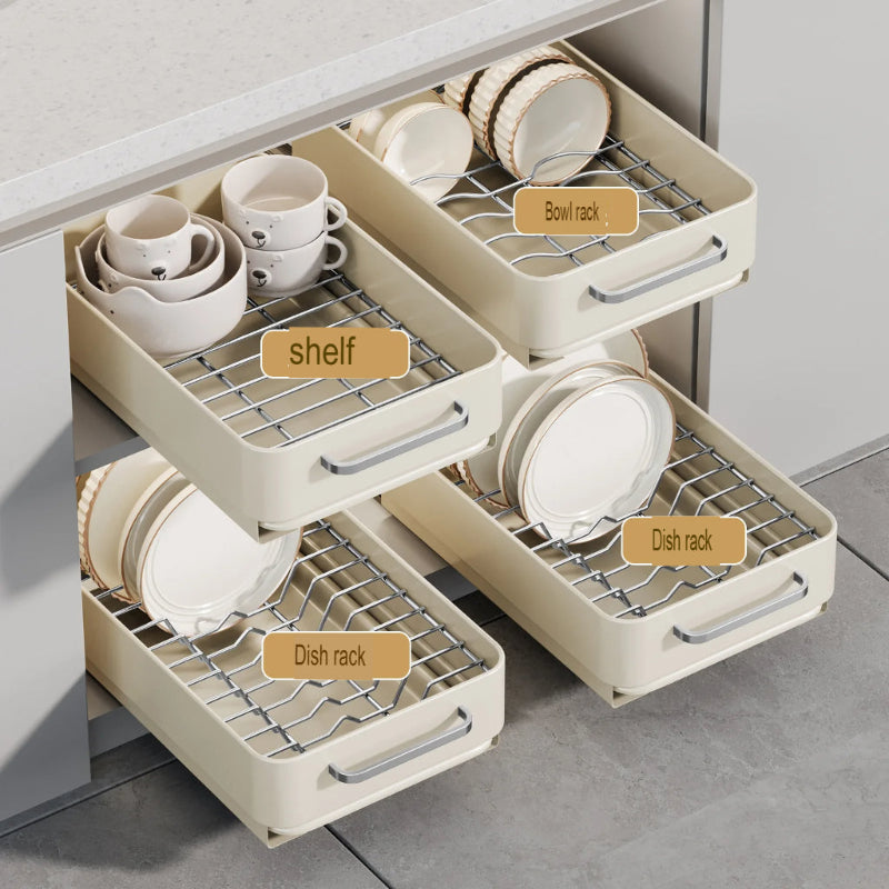 Pull-Out Dish Rack Sliding Drawer Drying Rack and Cabinet Organizer | Bowlift