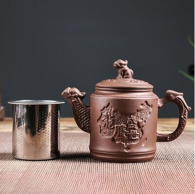 Purple Clay Teapot Single Pot with Built-in Stainless Steel Filter | Bowlift