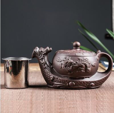 Purple Clay Teapot Single Pot with Built-in Stainless Steel Filter | Bowlift