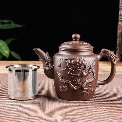 Purple Clay Teapot Single Pot with Built-in Stainless Steel Filter | Bowlift
