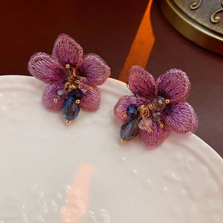 BowLift | Purple Oriental Hibiscus Floral Earrings
