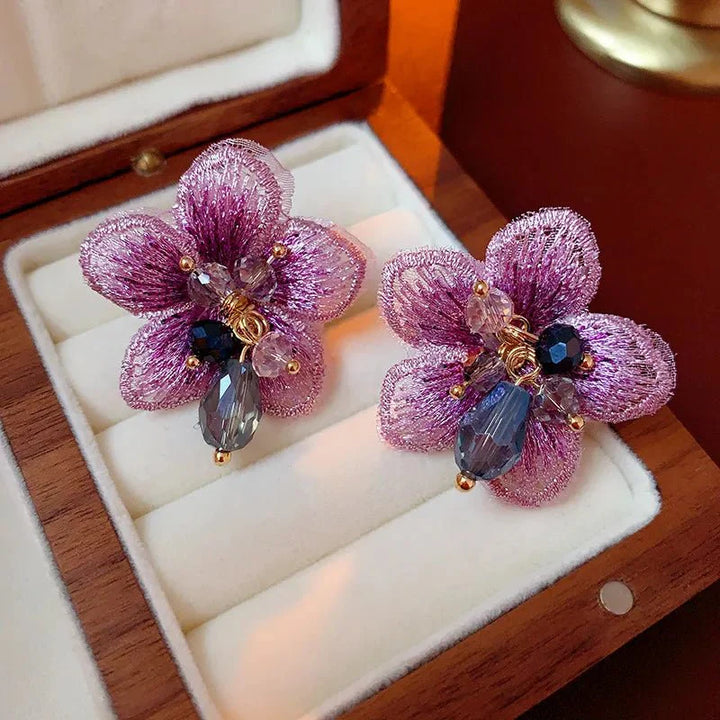 BowLift | Purple Oriental Hibiscus Floral Earrings