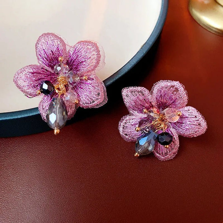 BowLift | Purple Oriental Hibiscus Floral Earrings