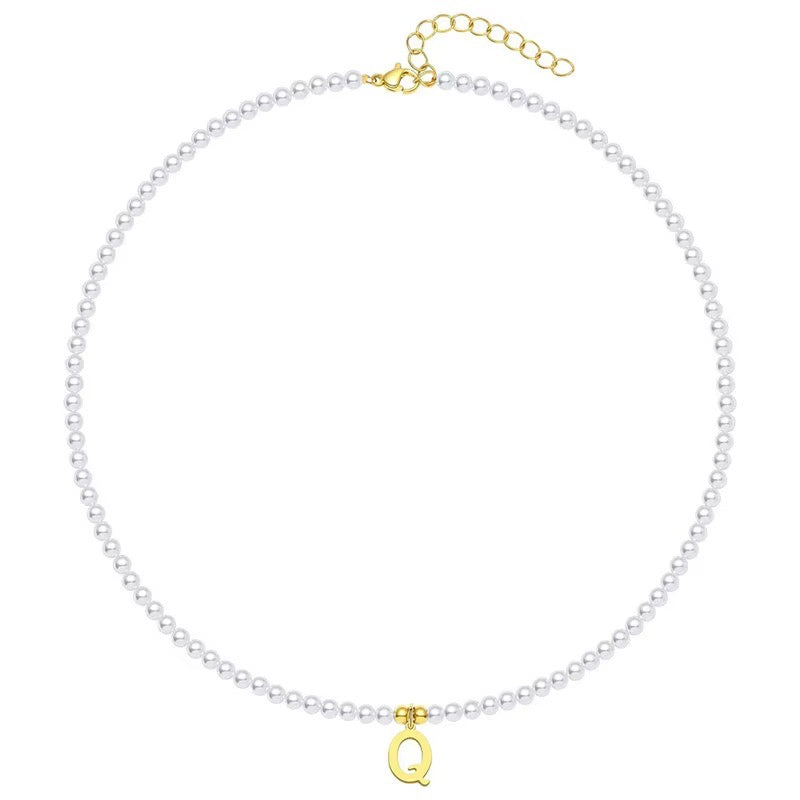 BowLift | Elegant Gold Accented Pearl Letter Initial Necklace
