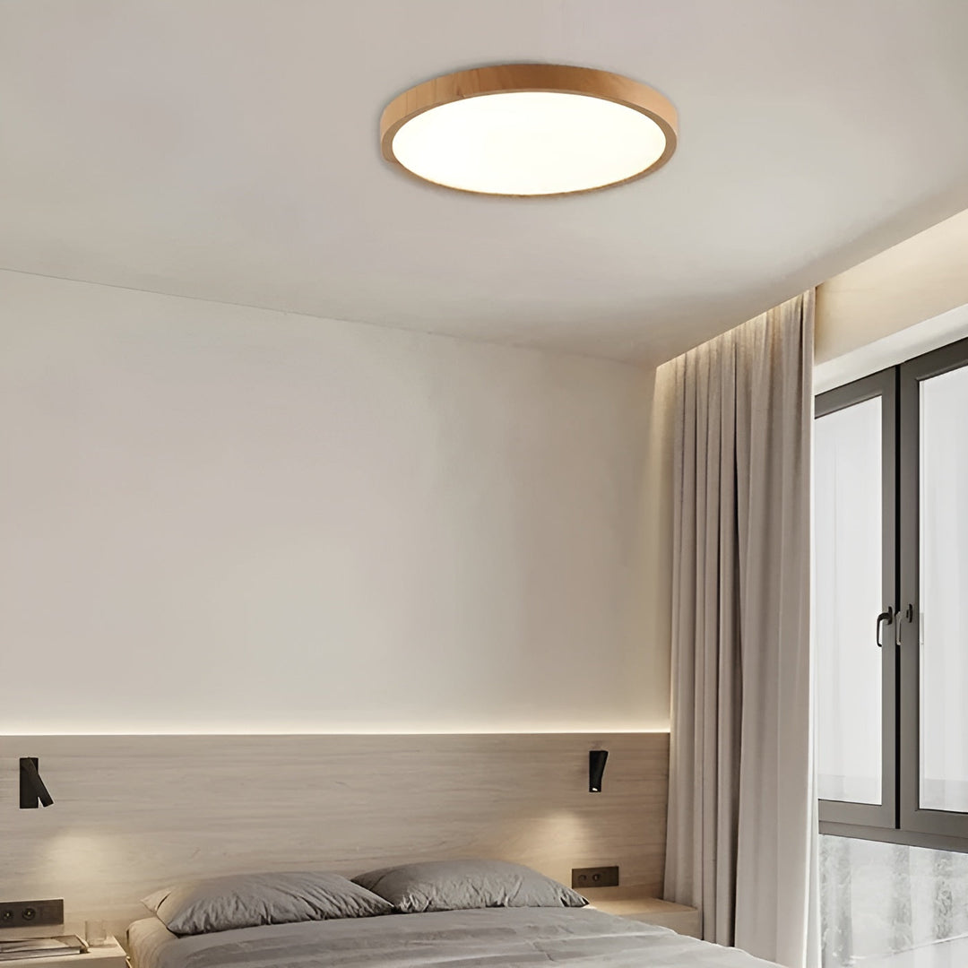 GrainGlow Light - Modern Ultra-Thin Wood Ceiling Light | Bowlift