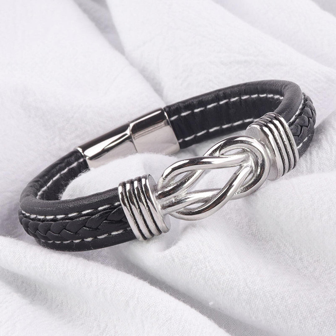 Braided Leather Knot Bracelet For Grandson From Grandmother Love Forever Bowlift