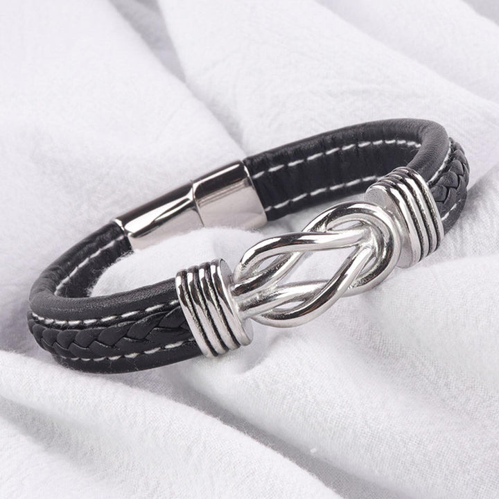 Braided Leather Knot Bracelet For Grandson From Grandmother Love Forever Bowlift