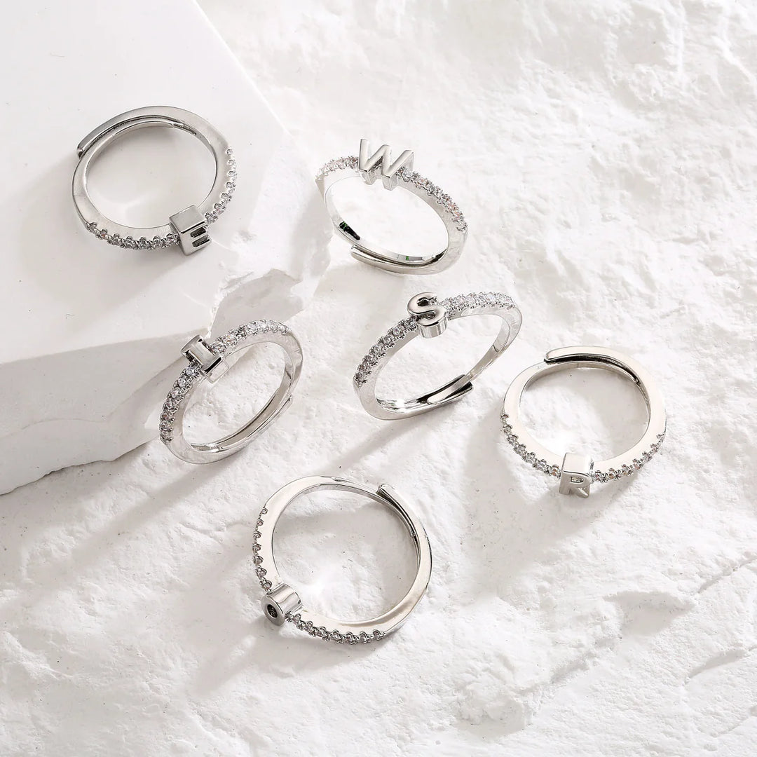 BowLift | Radiant Adjustable Letter Initial Rings