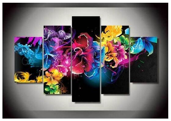 5 Piece Rainbow Hibiscus Flowers - GemPaint Kit | Bowlift