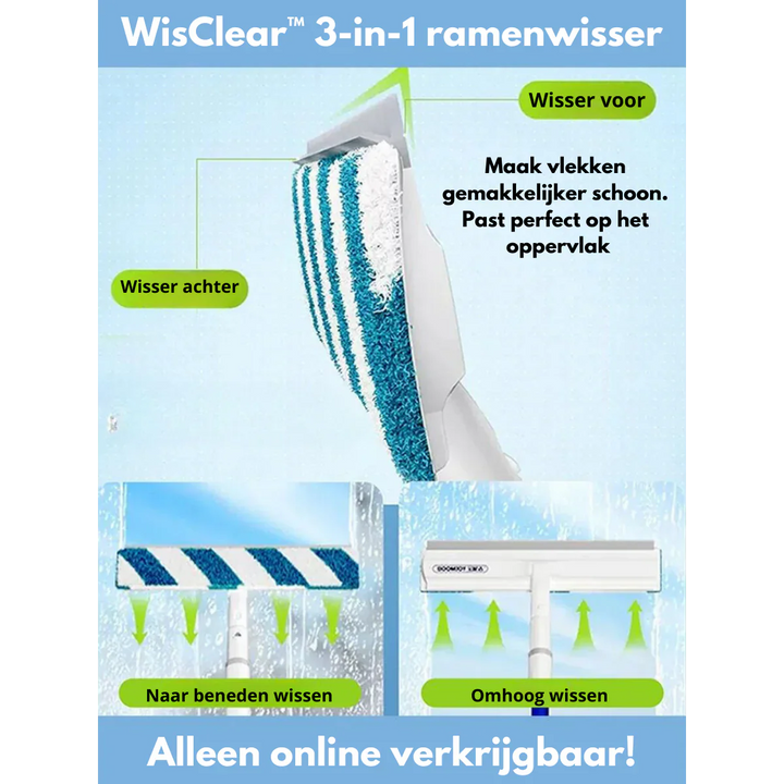 BowLift | Functional 3-in-1 Window Squeegee with Spray and Wipe Function