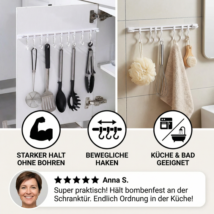 Self-adhesive hook strip kitchen & bathroom (2 pcs.) | Bowlift