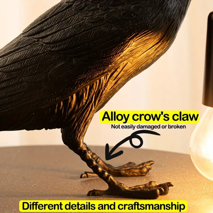 NachtRaaf Ambient Lamp – Decorative bird lamp made of resin for warm lighting | Bowlift