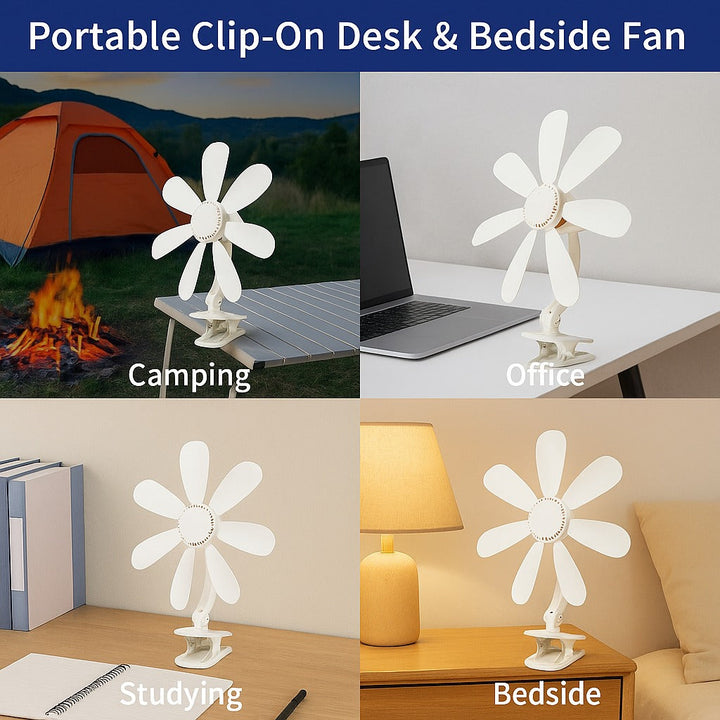 Portable Clip-On Desk & Bedside Fan | Bowlift