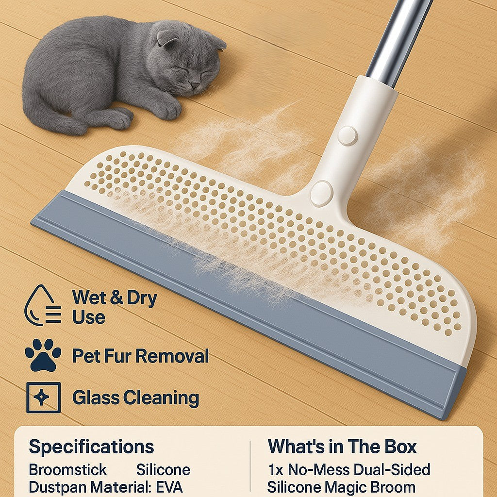 BowLift | No-Mess Dual-Sided Silicone Magic Broom