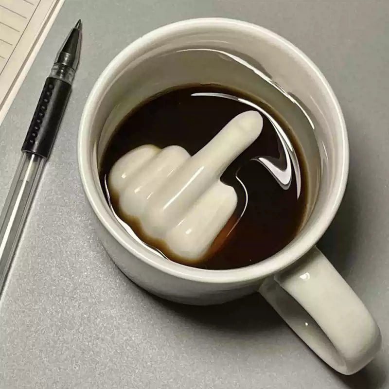 BowLift | REBELSIP – Funny Ceramic Coffee Mug with Hidden Middle Finger Design