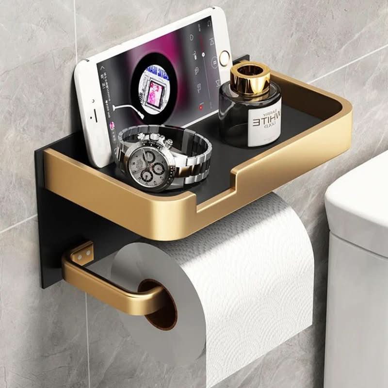 BowLift | Modern Wall-Mount Toilet Paper Holder – Metal Finish