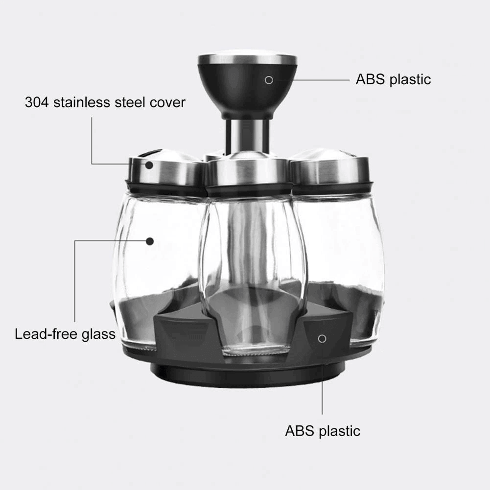 BowLift | Smart Rotating Stainless Steel Glass Seasoning Set