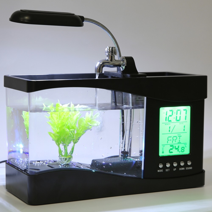 LCD Clock Mini Fish Tank Aquarium | Bowlift