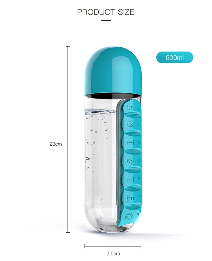 Water Bottle Daily Pill Organizer | Bowlift
