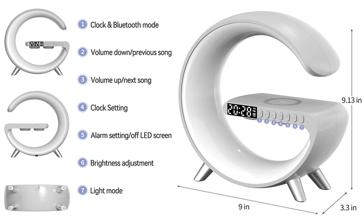 BowLift | Smart Aurora Wireless Charger Bluetooth Speaker