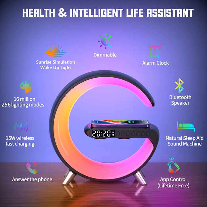 BowLift | Smart Aurora Wireless Charger Bluetooth Speaker
