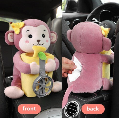 BowLift | Cute Plush Animals Armrest Tissue Box
