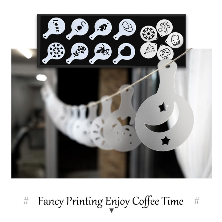 BowLift | 8Pcs Coffee Cake Decoration Stencil Molds