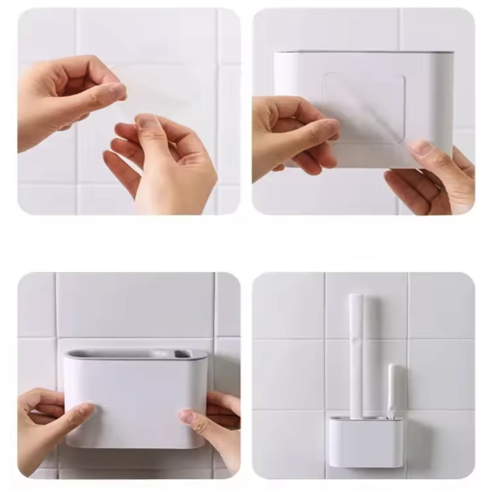 Silicone toilet brush with wall holder | Bowlift