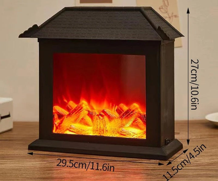 BowLift | Retro Fireplace Lantern – Flickering Flame Night Light for Christmas Charm, USB/Battery-Powered Holiday Décor