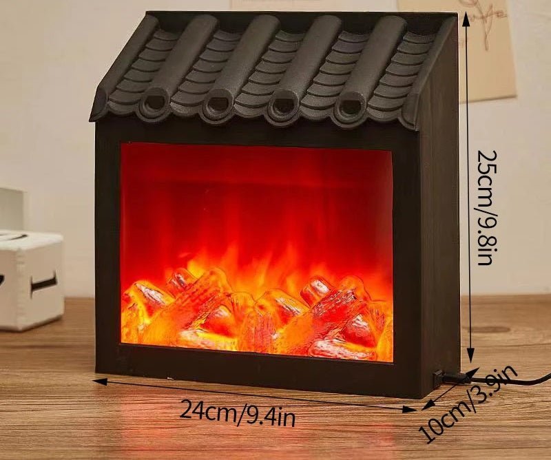 BowLift | Retro Fireplace Lantern – Flickering Flame Night Light for Christmas Charm, USB/Battery-Powered Holiday Décor