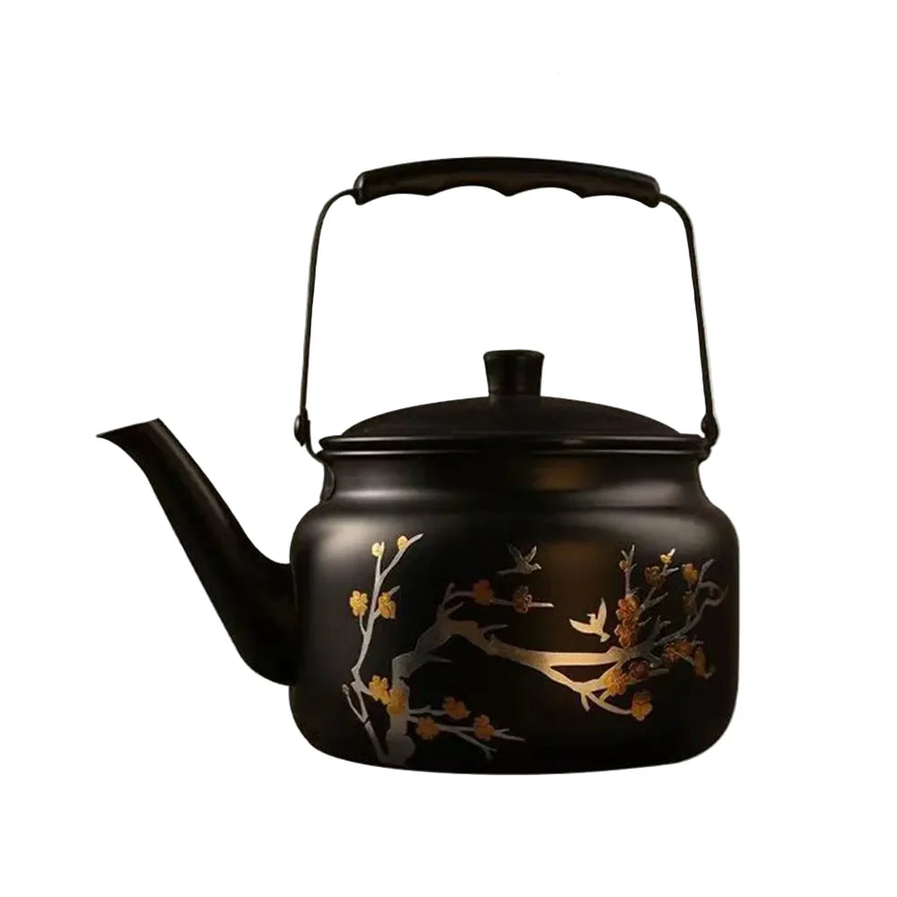 Retro Stainless Steel Teapot with Gold Stamping Relief Water Kettle | Bowlift
