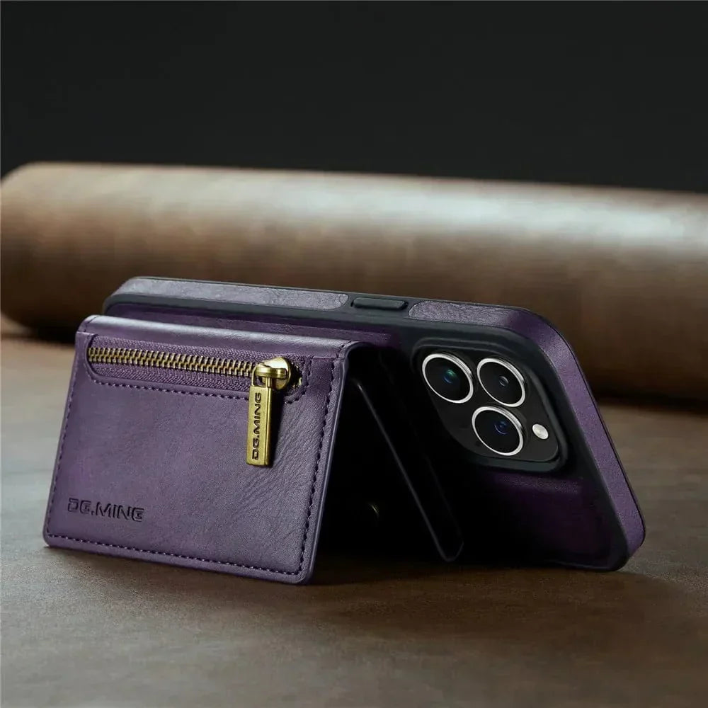 BowLift | RFID iPhone Wallet Case | Removable Magnetic Leather Car Mount Shockproof Case