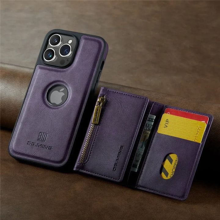 BowLift | RFID iPhone Wallet Case | Removable Magnetic Leather Car Mount Shockproof Case
