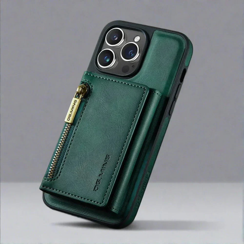 BowLift | RFID iPhone Wallet Case | Removable Magnetic Leather Car Mount Shockproof Case