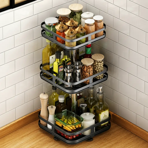 3-tier spice rack made of metal rotating | Bowlift