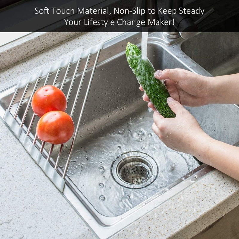 Roll Up Triangle Dish Drying Rack for Sink Corner Over the Sink Caddy | Bowlift