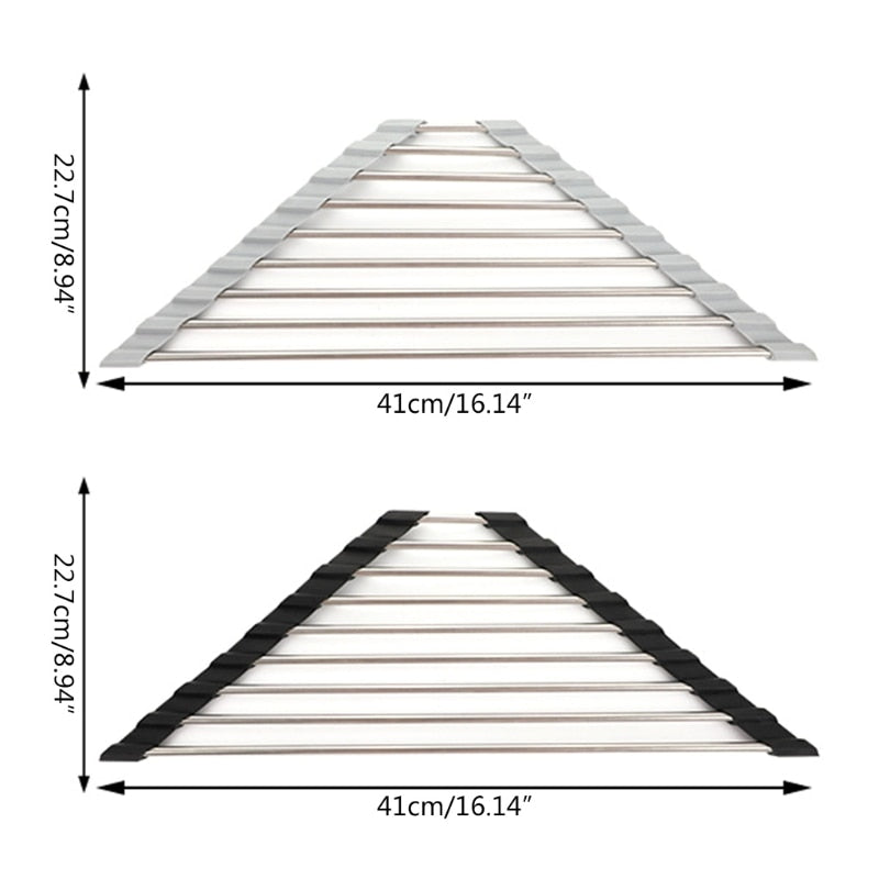 Roll Up Triangle Dish Drying Rack for Sink Corner Over the Sink Caddy | Bowlift